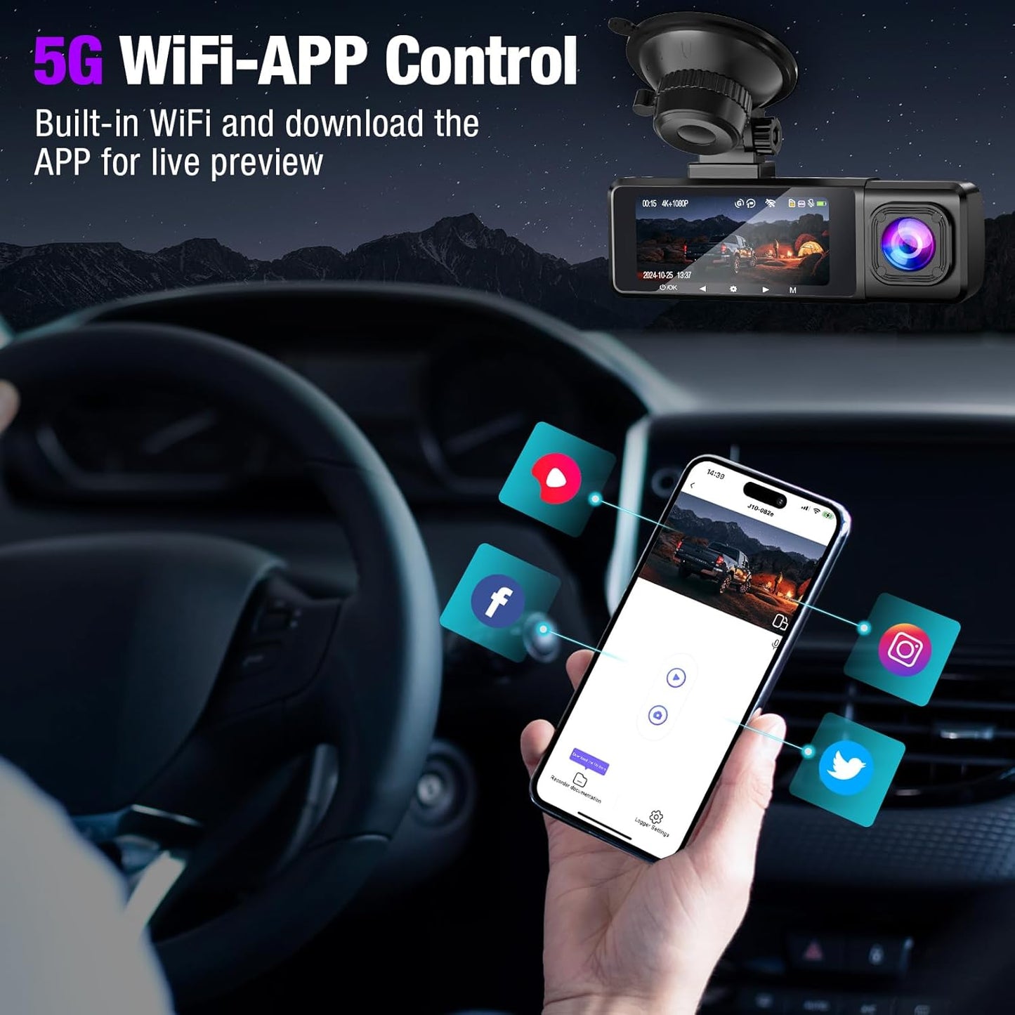 Tuisau 3 Channel 4K Dash Cam Front Inside Rear View
Tuisau 4K WiFi Dash Camera with Night Vision
Tuisau Triple Dash Cam with Parking Mode and G-Sensor
Tuisau Dash Cam with 64GB Card Front and Rear Recording
Tuisau 4K Car Camera with 5GHz WiFi and APP Control
Tuisau Triple Lens Dash Cam 4K/2.5K+1080P+1080P
Tuisau Front and Rear Dash Cam for Cars Night Vision
Tuisau J10 3 Channel Dash Camera with Loop Recording