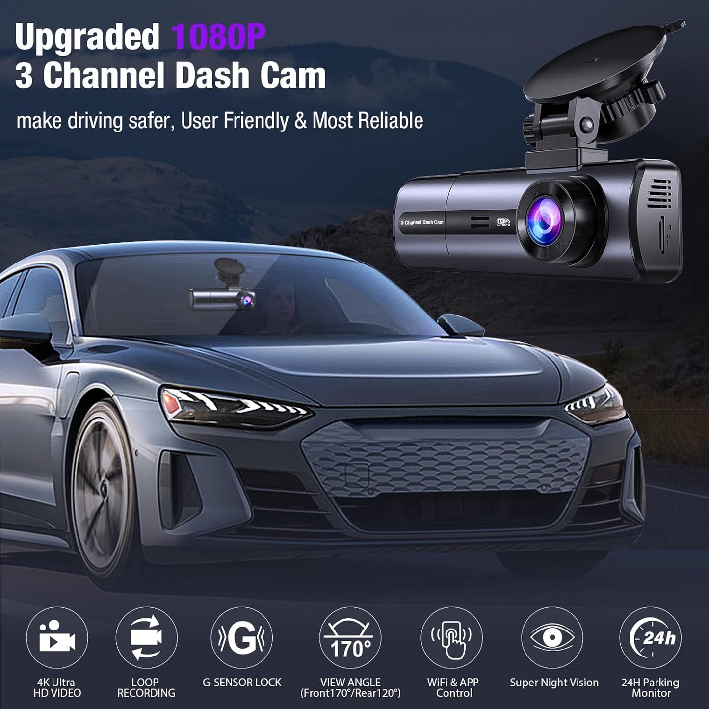 Tuisau 3 Channel 4K Dash Cam Front Inside Rear View
Tuisau 4K WiFi Dash Camera with Night Vision
Tuisau Triple Dash Cam with Parking Mode and G-Sensor
Tuisau Dash Cam with 64GB Card Front and Rear Recording
Tuisau 4K Car Camera with 5GHz WiFi and APP Control
Tuisau Triple Lens Dash Cam 4K/2.5K+1080P+1080P
Tuisau Front and Rear Dash Cam for Cars Night Vision
Tuisau J10 3 Channel Dash Camera with Loop Recording